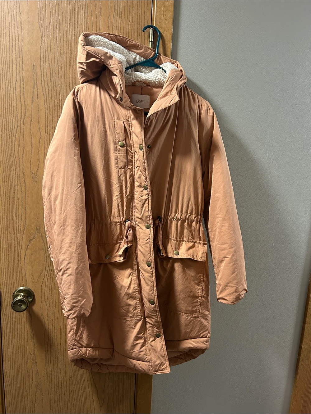 LOFT Dusty Peach Hooded Puffer Parka
